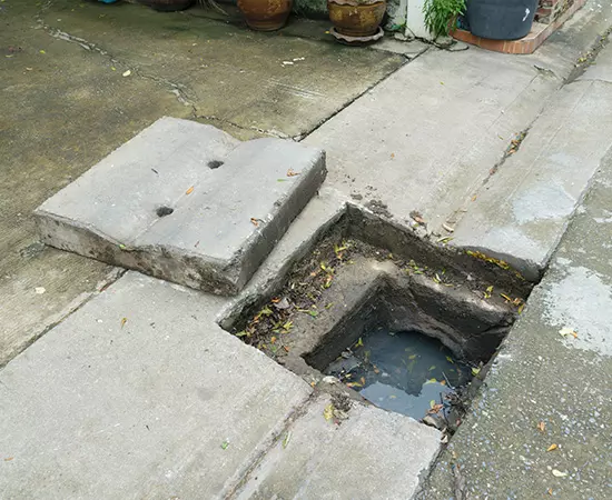 opened drain